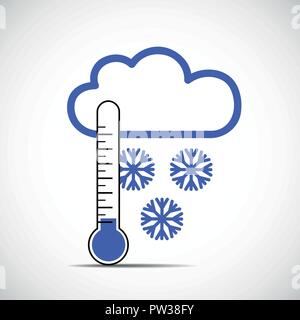 Termometro e neve inverno icona illustrazione vettoriale Illustrazione Vettoriale