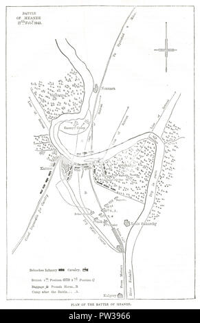 Piano di battaglia di Meeanee, 17 febbraio 1843, conosciuta anche come Battaglia di Miani Foto Stock