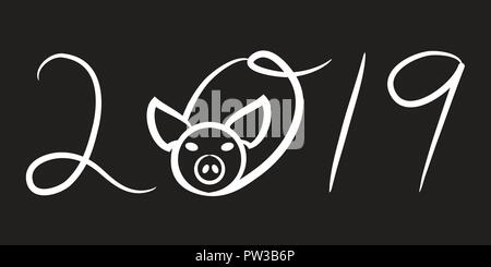 2019 Anno del maiale Illustrazione Vettoriale