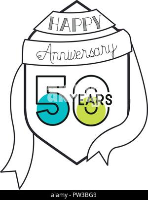 Numero 50 per la celebrazione dell anniversario icona della scheda Illustrazione Vettoriale