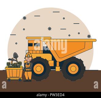 Bitcoin mining cartoni animati Illustrazione Vettoriale