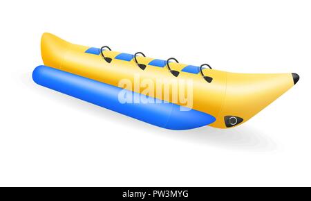Banana barca gonfiabile per acqua amusement illustrazione vettoriale isolati su sfondo bianco Illustrazione Vettoriale