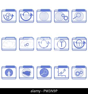 Set di icone lineare su ottimizzazione SEO tema di ricerca, analisi, isolati su sfondo bianco Illustrazione Vettoriale