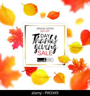 Ringraziamento Vendita banner. Vettore. Vendita autunnale design. Illustrazione Vettoriale