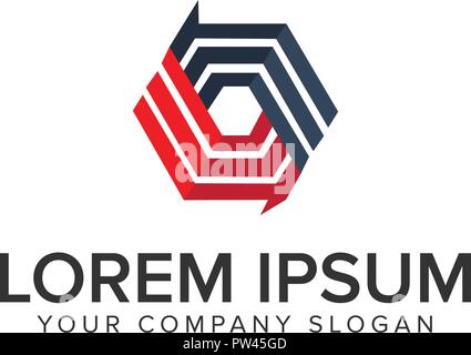 Abstract logo esagonale il concept design modello. completamente vettoriale modificabile Illustrazione Vettoriale