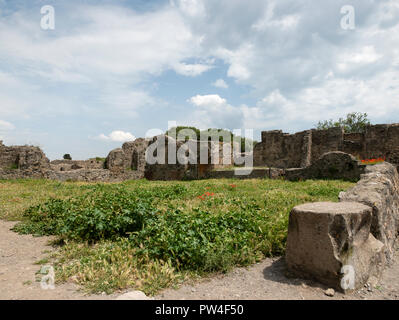 Le rovine di Pompei, distrutto dal vulcanico erruption del Vesuvio nel 79AD. Pompei, Campania, Italia. Foto Stock