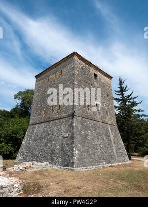 La torre veneziana, Butrinto Parco Nazionale, Contea di Valona, la Repubblica di Albania. Foto Stock