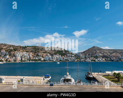 La marina, Saranda, Contea di Valona, la Repubblica di Albania. Foto Stock