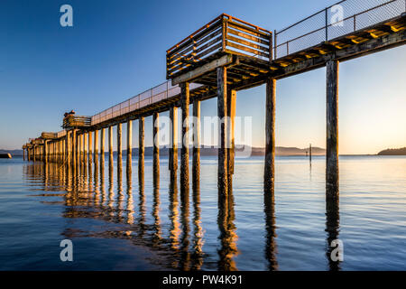 Ultima luce sul molo Garibaldi sulla costa dell'Oregon, Stati Uniti d'America. Foto Stock