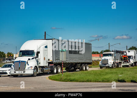 Ricerca urbana e delle squadre di soccorso da parte della Federal Emergency Management Agency e Tennessee Task Force 1 preparare da distribuire alla Gulf Coast città devastata dall'uragano Michael ott. 11, 2018 Maxwell Air Force Base, Ala. Maxwell è il sud-est incidente area di staging per FEMA. (US Air Force foto di William Birchfield) Foto Stock