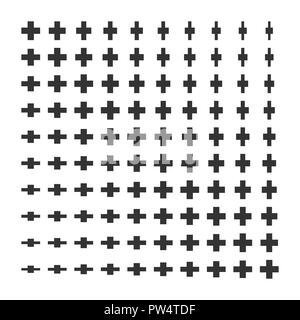 Croce di vettore nero monocromatico minimal moderno e dinamico di mezzitoni astratta texture di gradiente isolati su sfondo bianco Illustrazione Vettoriale