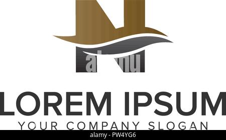 Lettera n Business logo design concept modello. completamente vettoriale modificabile Illustrazione Vettoriale