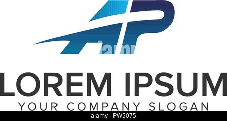 Lettera A P comet logo design concept modello. completamente vettoriale modificabile Illustrazione Vettoriale