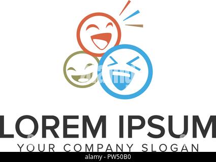 Emoticon persone logo design concept modello. completamente vettoriale modificabile Illustrazione Vettoriale