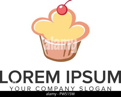 Torta logo food design concept modello. completamente vettoriale modificabile Illustrazione Vettoriale