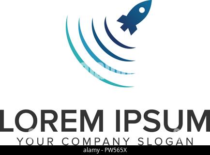 Lancio rockect logo design concept modello. Illustrazione Vettoriale