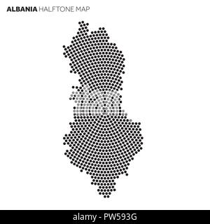 Paese Albania mappa fatta da radiale modello halftone Illustrazione Vettoriale