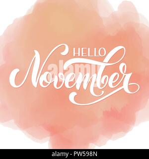 Ciao novembre lettering. Elementi per gli inviti, poster, biglietti di auguri i migliori auguri di Buon Natale Illustrazione Vettoriale