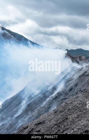 In piedi al bordo del Vulcano Monte Bromo, Indonesia, Asia Foto Stock