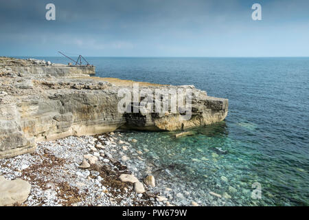 La costa scoscesa su Portland Bill in Dorset nel Regno Unito. Foto Stock