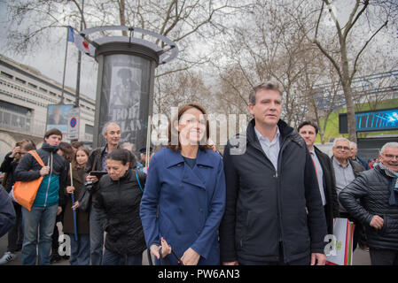 Riunione di Bercy - Benoit Hamon; in immagini Arnaud Montebourg e Aurélie Filippetti Foto Stock