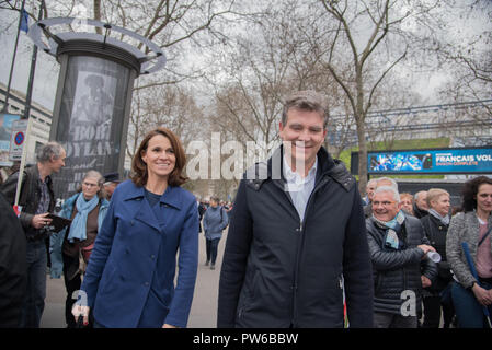 Riunione di Bercy - Benoit Hamon; in immagini Arnaud Montebourg e Aurélie Filippetti Foto Stock