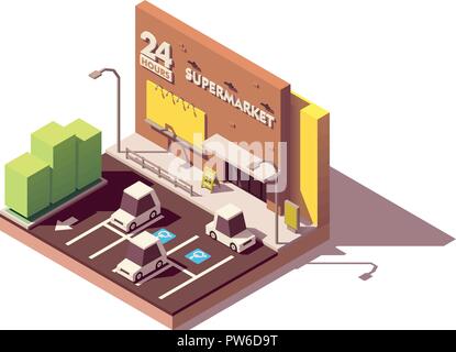 Vector supermercato parcheggio auto Illustrazione Vettoriale