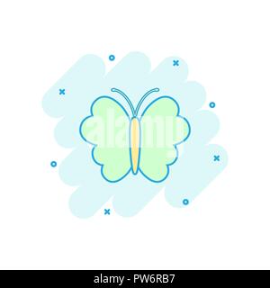 Vector cartoon butterfly icona in stile fumetto. Segno di insetto illustrazione pittogramma. Butterfly business effetto splash concept. Illustrazione Vettoriale