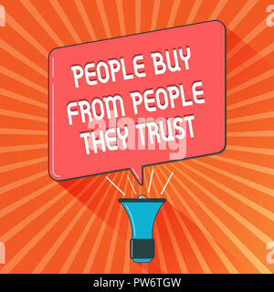 Conceptual la scrittura a mano che mostra mostra acquista da dimostrare che la fiducia. Business photo vetrina per costruire la fiducia e la soddisfazione del cliente. Foto Stock