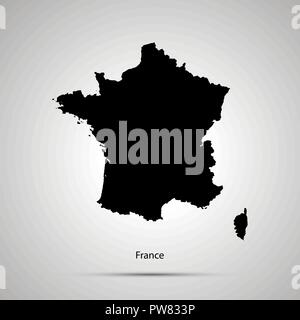 Paese Francia mappa, semplice silhouette nera Illustrazione Vettoriale