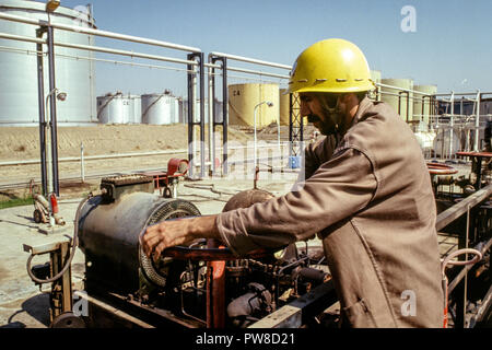 Serrare le valvole ad Algeri raffineria Naftec, filiale di Sonatrach, uno di Algeria in quattro raffinerie. Gli idrocarburi rivestono un ruolo cruciale in Algeria in economia, contabilità per circa il 60% delle entrate di bilancio e di oltre il 95% dei proventi da esportazione. Gli Stati Uniti Energy Information Administration ha riferito che nel 2005, l'Algeria ha avuto 160 trilioni di piedi cubici (Tcf) comprovato di riserve di gas naturale, l'ottava al mondo. Foto Stock