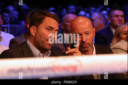 Eddie Hearn e Alan Shearer a Metro Radio Arena Newcastle. Foto Stock