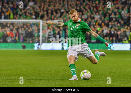 James McClean in azione durante il rep di Irlanda vs Danimarca nazioni UEFA League match all'Aviva Stadium. Punteggio ottenuto 0-0 Foto Stock