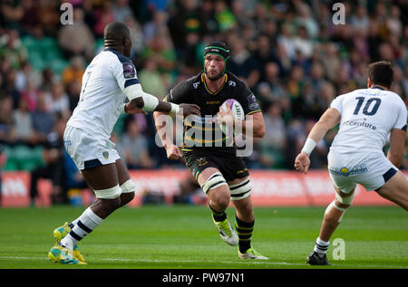 Northampton, Regno Unito. 13 ottobre 2018. Dominic Barrow di Northampton Santi durante la European Rugby Challenge Cup match tra Northampton santi e ASM Clermont Auvergne. Andrew Taylor/Alamy Live News Foto Stock