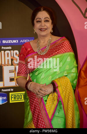 Mumbai, India. Il 13 ottobre 2018. Indian film attrice Kirron Kher presente sui canali di colore mostra " India's Got Talent' nuova stagione announcment conferenza stampa presso hotel Trident Bandra di Mumbai. Credito: SOPA Immagini limitata/Alamy Live News Foto Stock