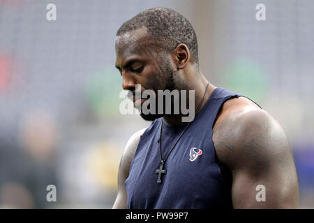 Houston, Texas, Stati Uniti d'America. Xiv oct, 2018. Houston Texans linebacker Whitney Mercilus (59) prima della NFL stagione regolare il gioco tra la Houston Texans e le fatture della Buffalo a NRG Stadium di Houston, TX il 14 ottobre 2018. Credito: Erik Williams/ZUMA filo/Alamy Live News Foto Stock