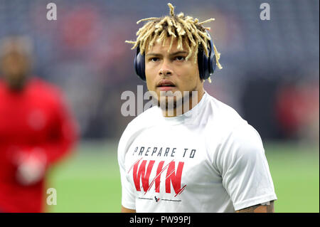 Houston, Texas, Stati Uniti d'America. Xiv oct, 2018. Houston Texans defensive back Tyrann Mathieu (32) prima di NFL stagione regolare il gioco tra la Houston Texans e le fatture della Buffalo a NRG Stadium di Houston, TX il 14 ottobre 2018. Credito: Erik Williams/ZUMA filo/Alamy Live News Foto Stock