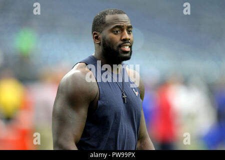 Houston, Texas, Stati Uniti d'America. Xiv oct, 2018. Houston Texans linebacker Whitney Mercilus (59) prima della NFL stagione regolare il gioco tra la Houston Texans e le fatture della Buffalo a NRG Stadium di Houston, TX il 14 ottobre 2018. Credito: Erik Williams/ZUMA filo/Alamy Live News Foto Stock