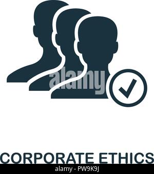 Etica aziendale e la relativa icona. Monocromatico design di stile da business ethics raccolta icona. Interfaccia utente e UX. Pixel perfetta etica aziendale e la relativa icona. Per il web design, applicazioni software, l'uso della stampa. Illustrazione Vettoriale