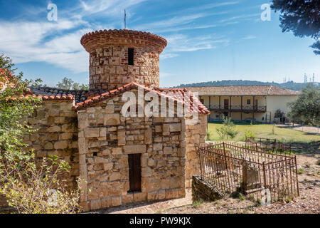 Greco storico monastero ortodosso di Zvernec vicino a Valona Albania, Foto Stock