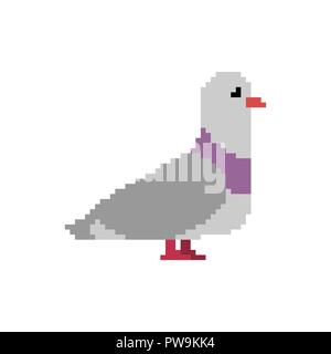 Pigeon pixel art. Colomba 8 bit. Illustrazione Vettoriale Illustrazione Vettoriale