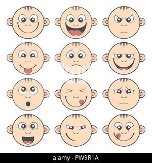 Set di baby smile. Cartoon carino kids emoticon Illustrazione Vettoriale