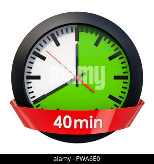 Orologio con 40 minuti del timer. 3D rendering isolati su sfondo bianco Foto Stock