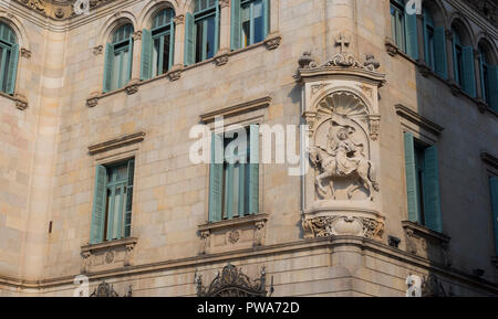 Strada dal centro della città di Barcellona, El Gotic Quarter - Barcellona, Spagna Foto Stock