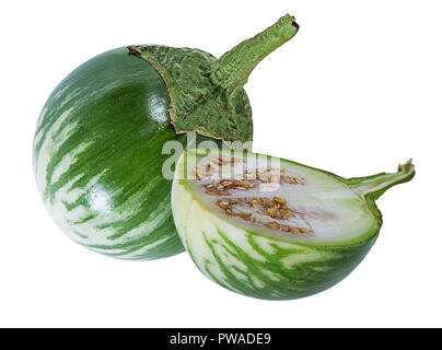 Melanzane tailandesi Kermit, o Lao verde-striped melanzane isolato Foto Stock