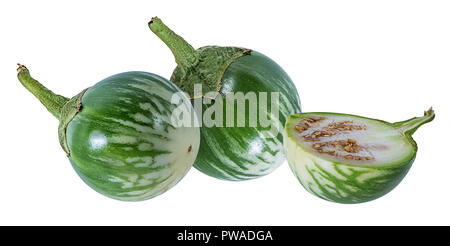 Melanzane tailandesi Kermit, o Lao verde-striped melanzane isolato Foto Stock