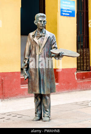 Statua di un pittore in Sancti Spiritus, Cuba Foto Stock