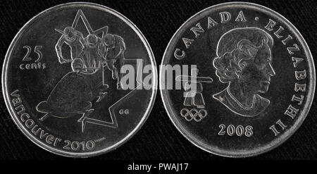 25 centesimi moneta, invernali di Vancouver 2010, Canada, 2008 Foto Stock