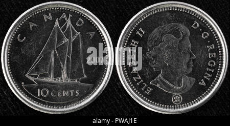 10 centesimi moneta, Bluenose veliero, Canada Foto Stock