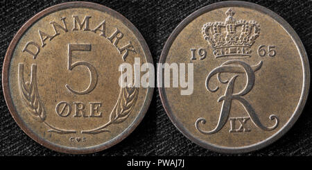 5 ore coin, Danimarca, 1965 Foto Stock
